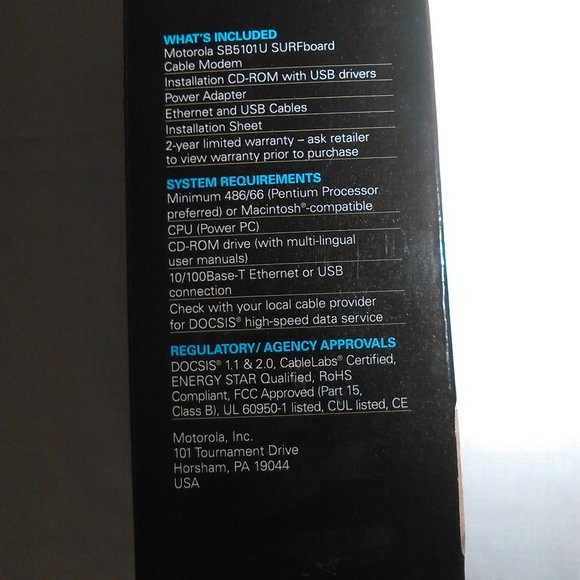 Motorola SURFboard Cable Modem; Model: SB5101U-In Original Box-Last ONE - Picture 7 of 15